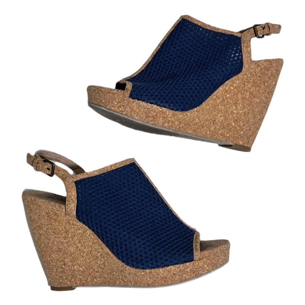 Splendid Dominique Navy Platform Cork Wedges